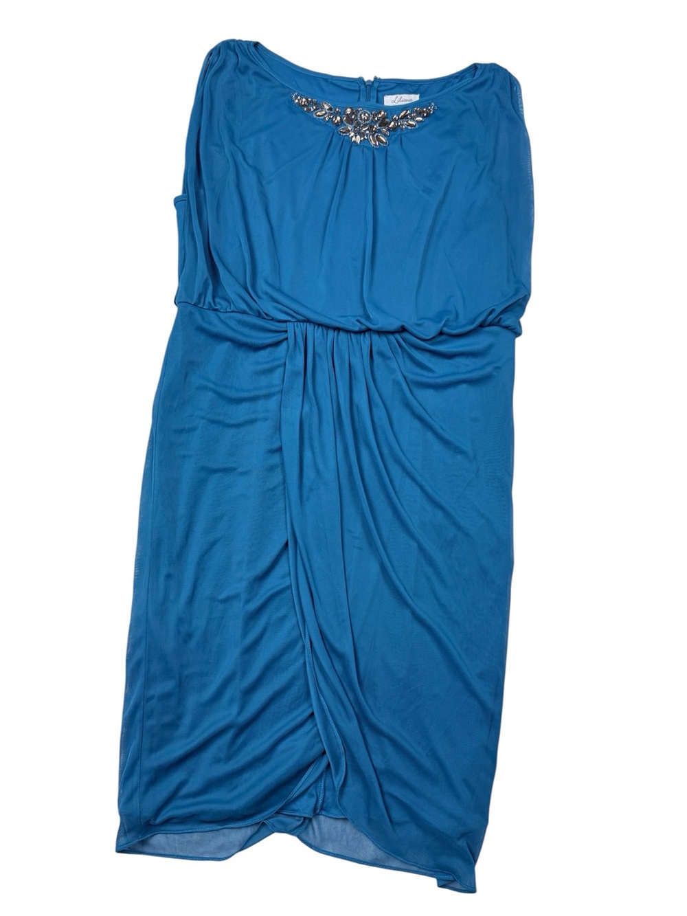 Liliana Teal-Blue Embellished Midi Dress